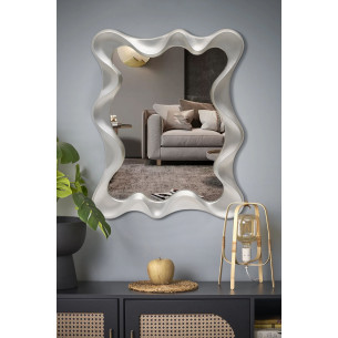 Lustro na ścianę futurystyczne Deco 90x70cm srebrny antyczny Halmar