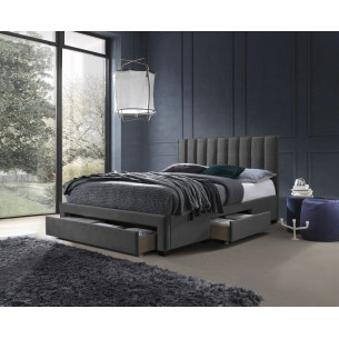 Łóżko welurowe z szufladami Grace 160x200cm popiel velvet Halmar