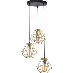 Designerska Lampa wisząca druciana Diamond Gold III Złota TK Lighting nad stół.