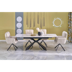 Stół rozkładany ceramiczny Luciano 180-230x90cm biały marmur / czarny Halmar