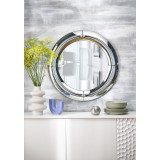 Lustro okrągłe glamour Moon 80cm srebrna rama Halmar