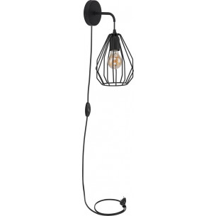 Brylant II 17 black wire wall lamp with switch TK Lighting