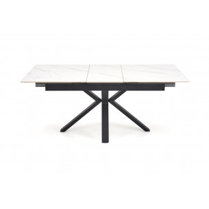 Stół rozkładany nowoczesny Platan 140-180x85cm biały marmur / czarny Halmar