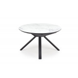 Stół okrągły rozkładany Vertigo 130-180cm biały marmur / czarny Halmar