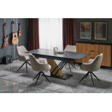 Stół rozkładany nowoczesny Volant 140-180x90cm czarny marmur / dąb złoty / czarny Halmar