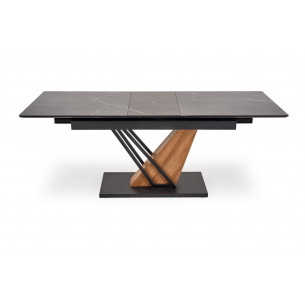 Stół rozkładany nowoczesny Volant 160-200x90cm czarny marmur / dąb złoty / czarny Halmar