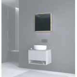 Lustro łazienkowe z podświetleniem LED Aviola 60x60cm dąb artisan Halmar