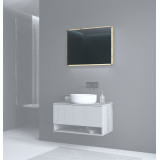 Lustro łazienkowe z podświetleniem LED Aviola 80x60cm dąb artisan Halmar