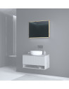 Lustro łazienkowe z podświetleniem LED Aviola 80x60cm dąb artisan Halmar