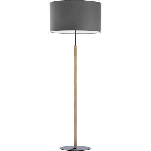 Stylowa Lampa podłogowa drewniana z dużym abażurem Deva Grafitowa TK Lighting do salonu i sypialni.