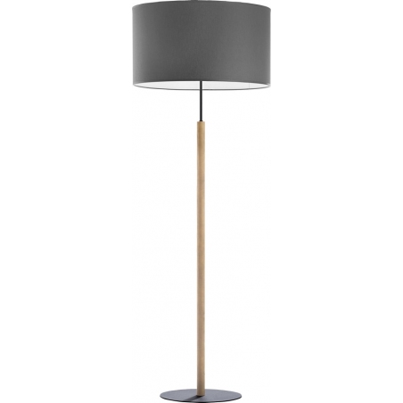 Stylowa Lampa podłogowa drewniana z dużym abażurem Deva Grafitowa TK Lighting do salonu i sypialni.