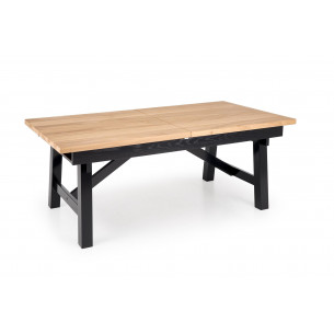 Stół rustykalny rozkładany Fiesta 200-280x100cm dąb naturalny / czarny Halmar