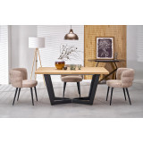 Stół fornirowany rozkładany Massive II 160-250x90cm dąb naturalny / czarny Halmar