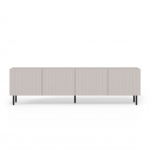 Szafka rtv na nóżkach z ryflowanymi frontami Paxos 200cm kaszmir / czarny Halmar 2