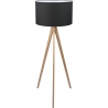 Skandynawska Lampa podłogowa drewniana z abażurem trójnóg Treviso Czarna TK Lighting do salonu i sypialni.