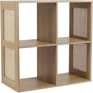 Regał boho z 4 półkami Kali 66x66cm odcień drewna Intesi