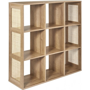 Regał boho z 9 półkami Kali 99x99,6cm odcień drewna Intesi