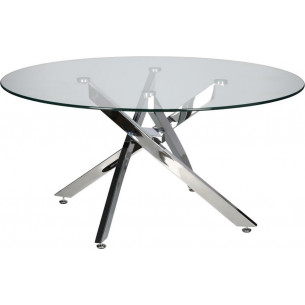 Stolik kawowy szklany glamour Amber 90cm transparentny / chrom Intesi