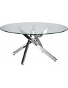 Stolik kawowy szklany glamour Amber 90cm transparentny / chrom Intesi