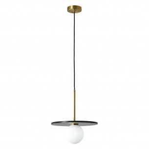 Lampa wisząca kula z marmurowym dyskiem Bilo 30cm czarny / mosiądz Yaskr