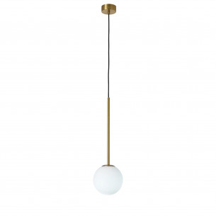 Lampa wisząca szklana kula Bolti 15cm biały / złoty mosiądz Yaskr