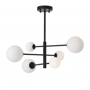 Lampa sufitowa 6 szklanych kul Bolti 82cm biały / czarny Yaskr