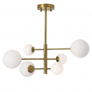 Lampa sufitowa 6 szklanych kul Bolti 82cm biały / złoty mosiądz Yaskr