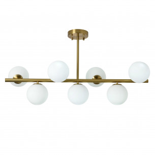 Lampa sufitowa 7 szklanych kul Bolti 101cm biały / złoty mosiądz Yaskr