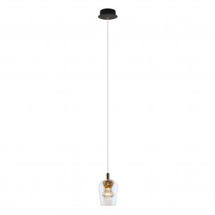 Lampa wisząca glamour Tasa LED 9cm szkło transparentne / różowe złoto Yaskr