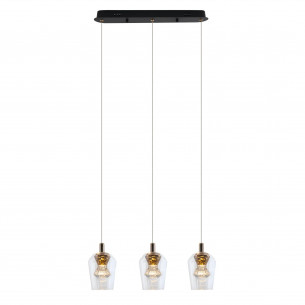 Lampa wisząca glamour Tasa LED III 48cm szkło transparentne / różowe złoto Yaskr