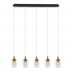 Lampa wisząca glamour Tasa LED V 90cm szkło transparentne / różowe złoto Yaskr