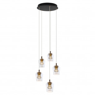 Lampa wisząca glamour Tasa Round LED V 30cm szkło transparentne / różowe złoto Yaskr
