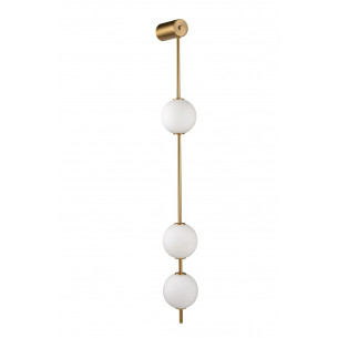 Kinkiet pionowy ze szklanymi kulami Berry LED 103cm biało-złoty Step Into Design