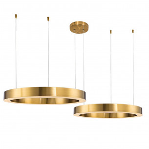 Lampa wisząca 2 ringi z pilotem Circle LED 60+60cm mosiądz Step Into Design