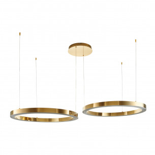 Lampa wisząca 2 ringi z pilotem Circle LED 60+80cm złoty połysk Step Into Design
