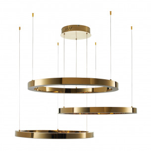 Lampa wisząca 3 ringi z pilotem Circle LED 40+60+80cm złoty połysk Step Into Design