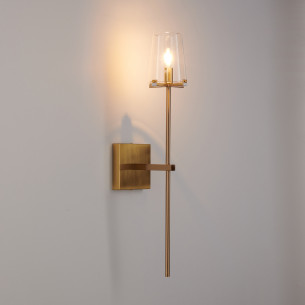 Kinkiet szklany pionowy Classico 62cm przeźroczysto-złota Step Into Design