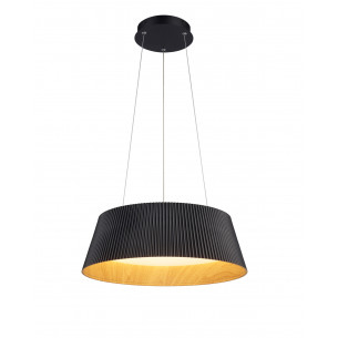 Lampa wisząca z ryflowanym kloszem Frill LED 45cm czarny / drewno Step Into Design