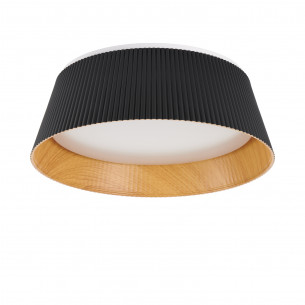 Plafon z ryflowanym kloszem Frill LED 45cm czarny / drewno Step Into Design