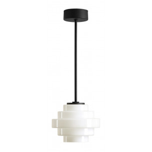 Lampa sufitowa szklana Filo Milky 14cm H41cm mleczne szkło / czarny Aldex