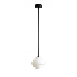 Lampa sufitowa szklana Filo Milky 14cm H71cm mleczne szkło / czarny Aldex