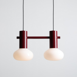 Lampa wisząca szklana Flo Ruby II 46cm opal / bordowy Aldex