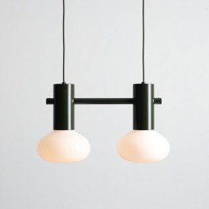 Lampa wisząca szklana Flo Moss II 46cm opal / zielony Aldex