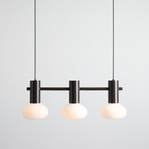 Lampa wisząca szklana Flo Mokka III 75cm opal / brązowy Aldex