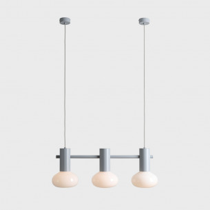 Lampa wisząca szklana Flo Grey III 75cm opal / szary Aldex