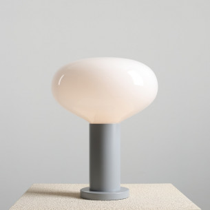 Lampka stołowa szklana Flo Grey 26cm H33cm opal / szary Aldex