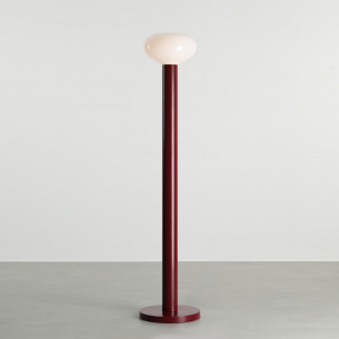 Lampa podłogowa szklana Flo Ruby 26cm H138cm opal / bordowy Aldex