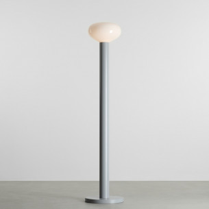 Lampa podłogowa szklana Flo Grey 26cm H138cm opal / szary Aldex