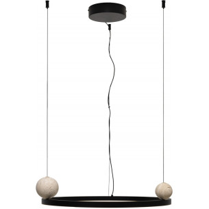 Lampa wisząca ring z kamiennymi kulami Solaris LED 50cm 3000K czarna MaxLight