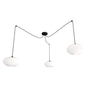 Lampa wisząca szklana potrójna pająk Origo opal Emibig